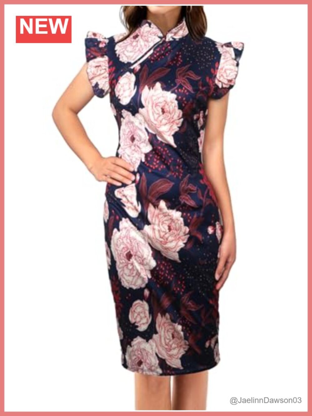 Women's Vintage Floral Bodycon Pencil Dress Short Sleeve Work Party